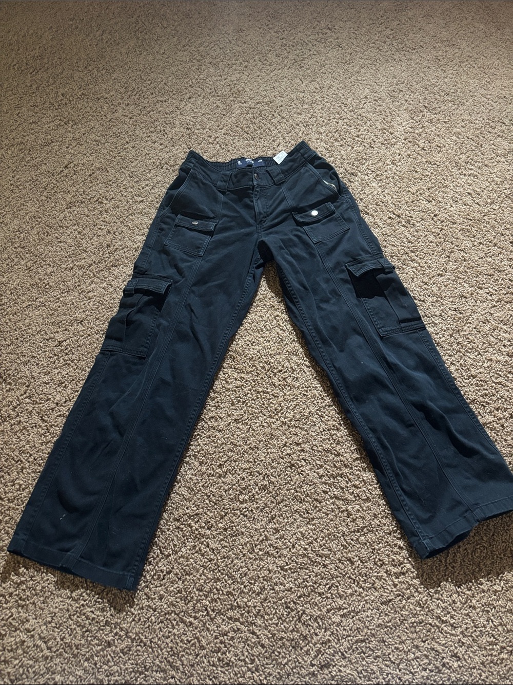 Hollister Black Wide Leg Cargo Jeans